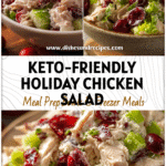 Bowl of Holiday Leftover Chicken Cranberry Salad with celery and cranberries for a fresh Keto Chicken Salad look
